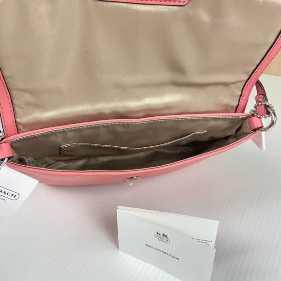 Coach Kristin Leather Flap Crossbody SV/Rose Pink F48986 Silver hardware - Picture 6 of 10